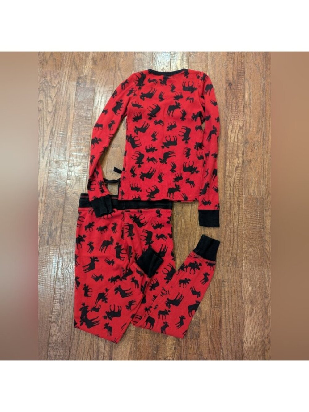 LazyOne long-sleeve Red Cotton Moose pajama Set. XS Adult Unisex - Picture 6 of 11